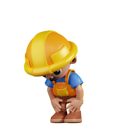 Constructor tomando un descanso  3D Illustration