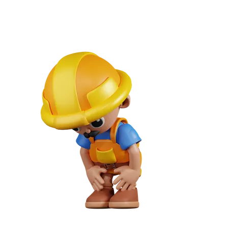 Constructor tomando un descanso  3D Illustration