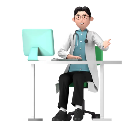 Consulta médica en línea  3D Icon