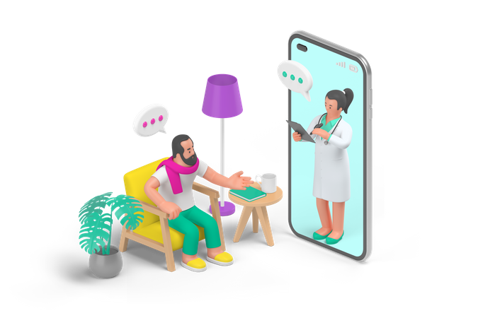 Consultation de médecin en ligne  3D Icon