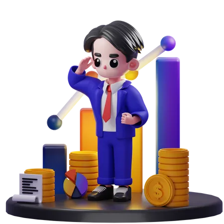 Consultor financeiro dando saudação  3D Illustration