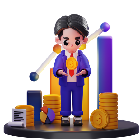 Consultor Financeiro Ver Dinheiro  3D Illustration