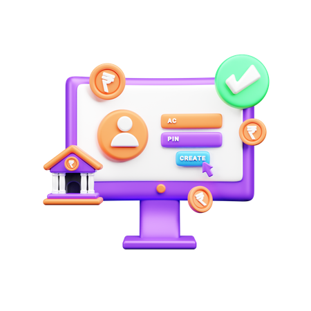 Conta bancária on-line  3D Icon
