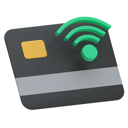 非接触型決済アイコン、銀行カード上の Wi Fi シンボル 3D Icon