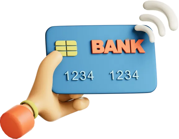 Contactless payment using credit card  3D Illustration