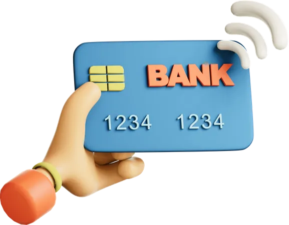 Contactless payment using credit card 3D Illustration