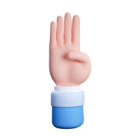 Contagem de quatro dedos  3D Icon