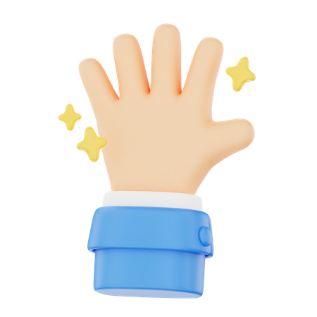 Contagem regressiva em gesto de cinco mãos  3D Icon