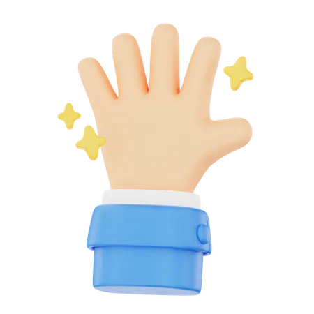 Contagem regressiva em gesto de cinco mãos  3D Icon