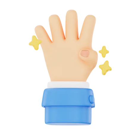 Contagem regressiva em gesto de quatro mãos  3D Icon