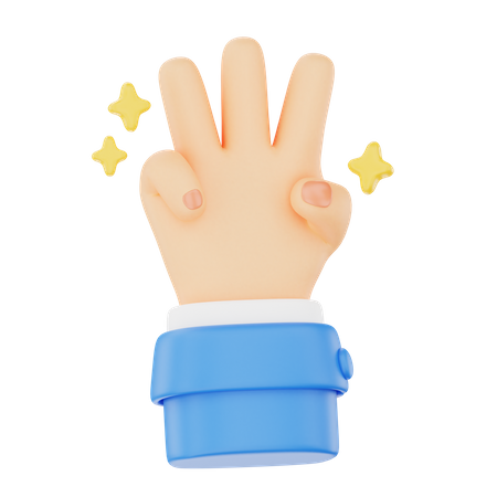 Contagem regressiva em gesto de três mãos  3D Icon