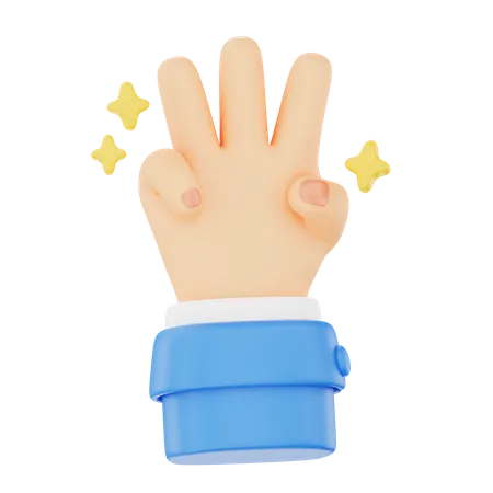Contagem regressiva em gesto de três mãos  3D Icon
