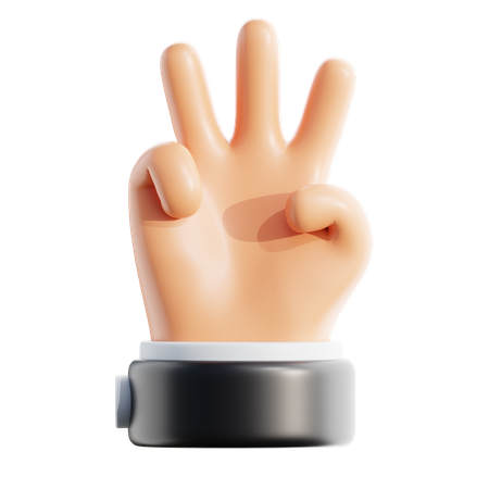 Contar con la mano tres gestos con las manos  3D Icon