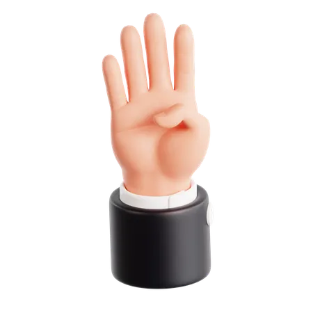 Contando el gesto de la mano con cuatro dedos  3D Icon