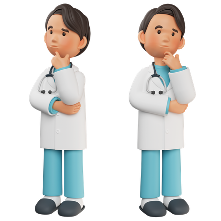 Contemplating Pose Male Doctor  3D Illustration