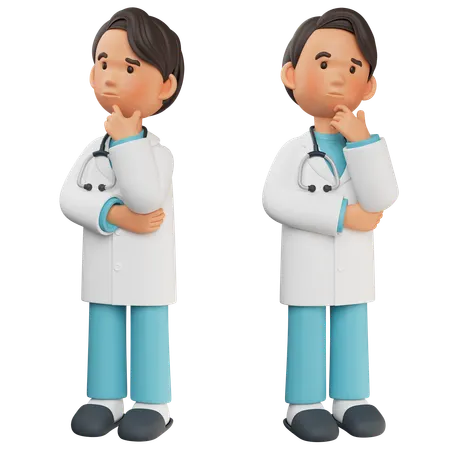 Contemplating Pose Male Doctor  3D Illustration