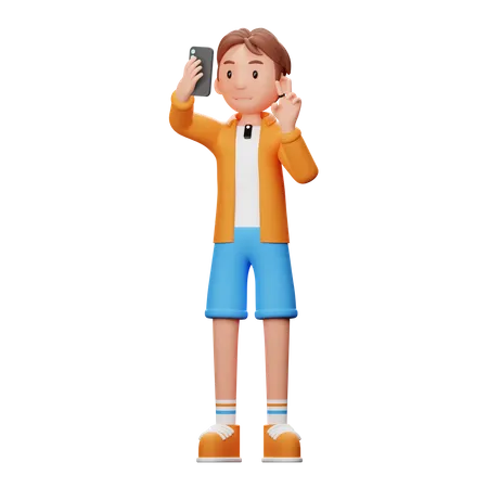 Content Creator Take selfie  3D Illustration