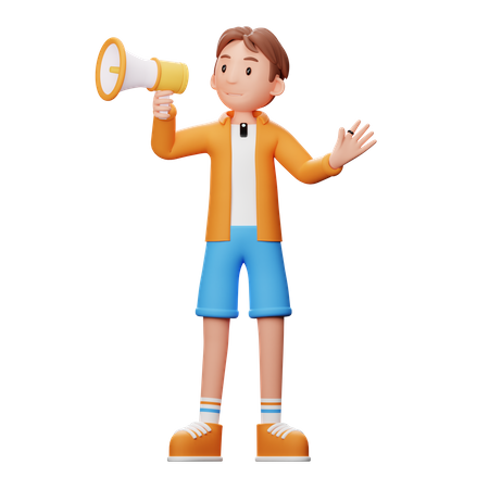 Content Creator With megaphone  3D Illustration