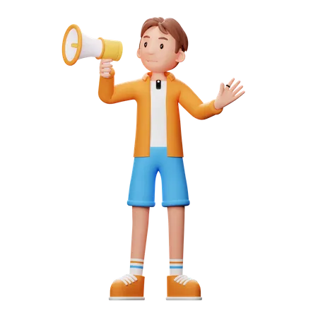 Content Creator With megaphone  3D Illustration