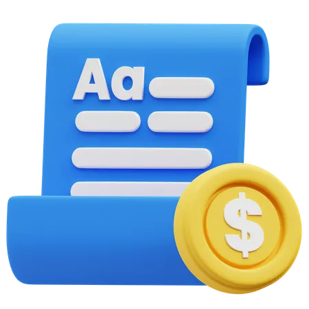 3 D Illustration Of Content Monetization With Scroll And Dollar Coin 3D Icon