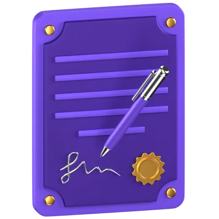 Contract Sign  3D Icon