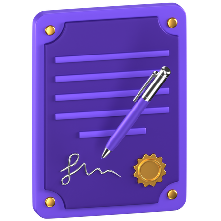 Contract Sign  3D Icon