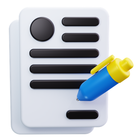 契約書署名  3D Icon