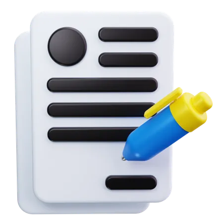 契約書署名  3D Icon