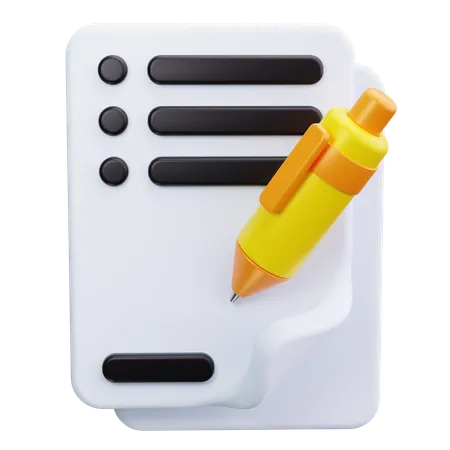 Contract With Pen  3D Icon