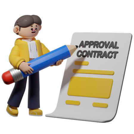 Approbation du contrat  3D Illustration