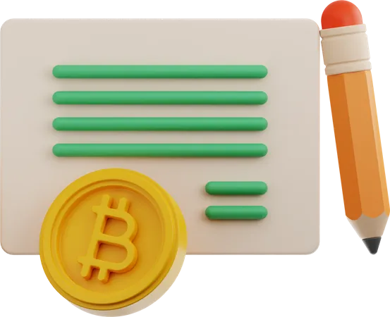 Contrat bitcoin  3D Illustration