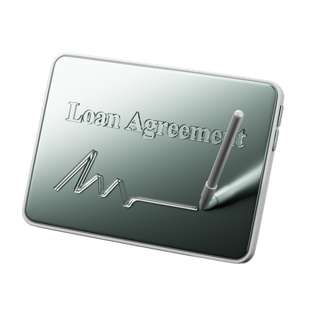 Contrat de prêt numérique et tablette de signature électronique  3D Icon
