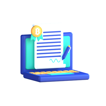 Contrato de bitcoin on-line  3D Icon