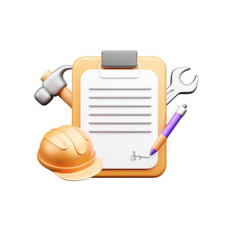 Contrato de construcción  3D Icon