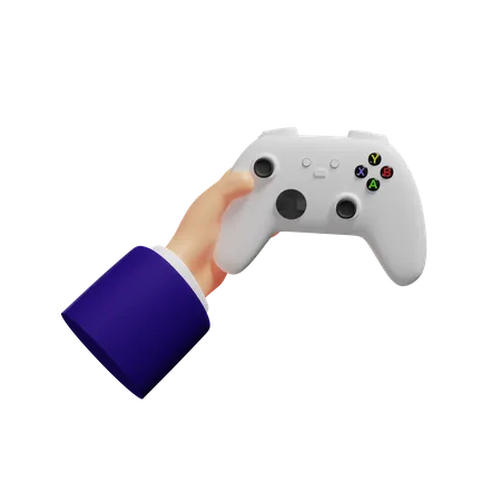 Controlador de jogo na mão  3D Illustration