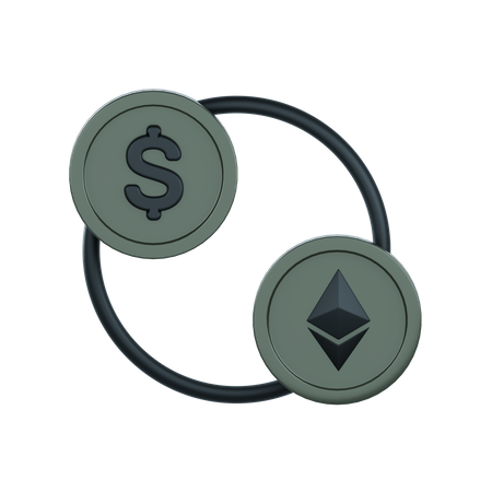 Convención de moneda a criptomoneda  3D Icon