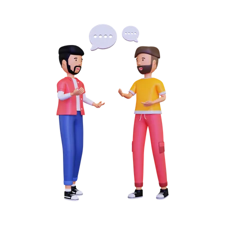Conversacion 3 D Entre Dos Personajes Masculinos 3D Illustration