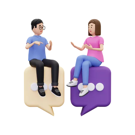 Conversación entre hombre y mujer.  3D Illustration