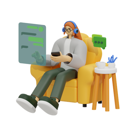 Conversando no sofá  3D Illustration