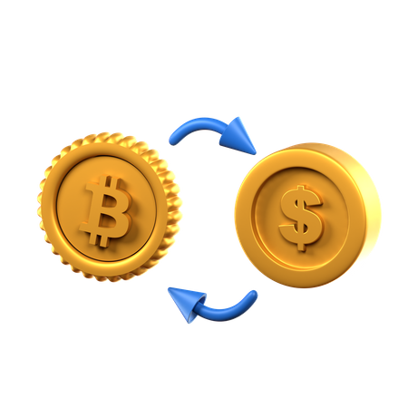 Conversão de bitcoin para dólar  3D Icon