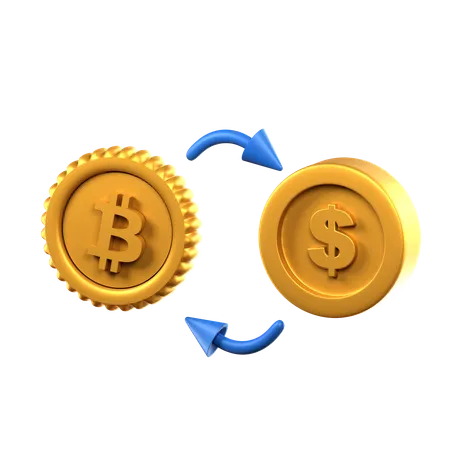 Conversão de bitcoin para dólar  3D Icon