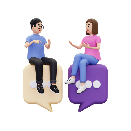 Conversation between male and female  3D Illustration