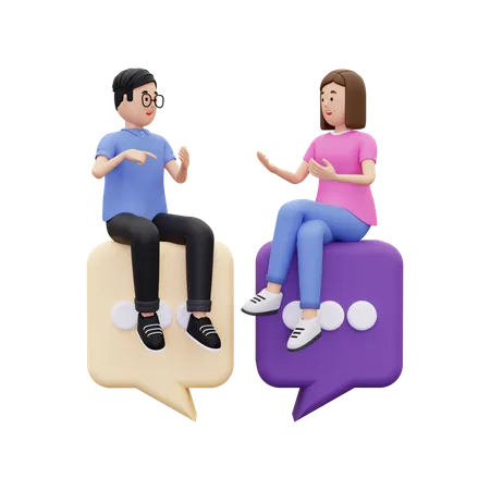 Conversation between male and female  3D Illustration