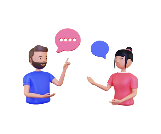 Conversation between male and female  3D Illustration