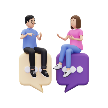 Conversation between male and female 3D Illustration