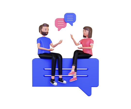 Conversation between male and female employee  3D Icon