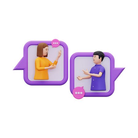 Conversation between Man and woman  3D Icon