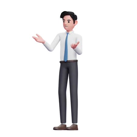 Concept de conversation homme d'affaires portant une chemise longue et une cravate bleue  3D Illustration