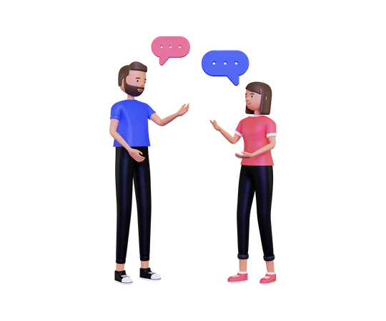 Conversation with male and female  3D Illustration