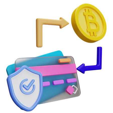 Conversion sécurisée de bitcoins  3D Illustration